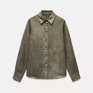 NWT Zara Faux Suede Shirt